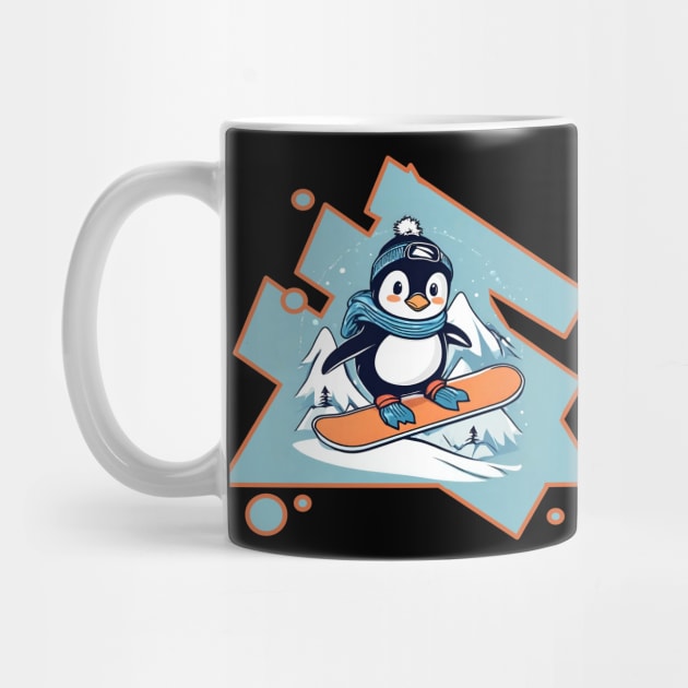 Penguin Snowboarding by Ilustradamus